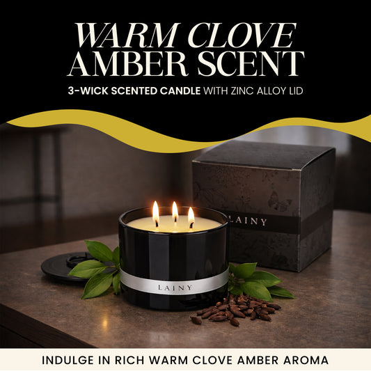 Clove Scent 3-Wick Scented Candle With Zinc Alloy Lid - 12.35 oz