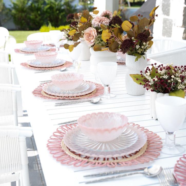 Azure Alabaster Dinnerware Pack Of 4, Pink