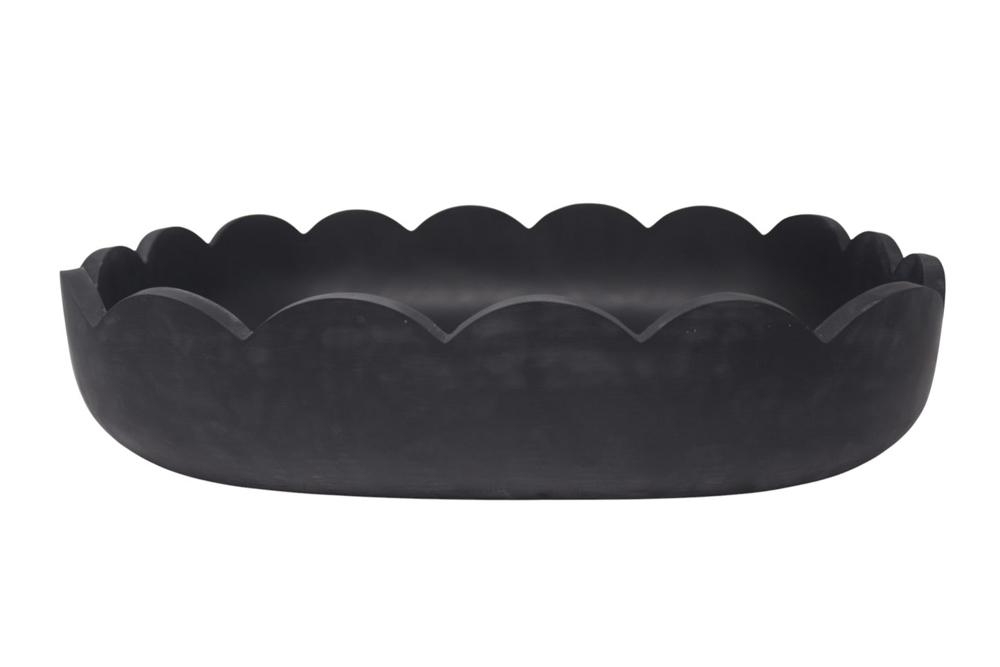 Scalloped Resin Oval Platter 16'' Black