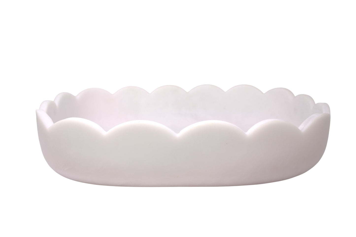 Scalloped Resin Oval Platter 16'' Cream