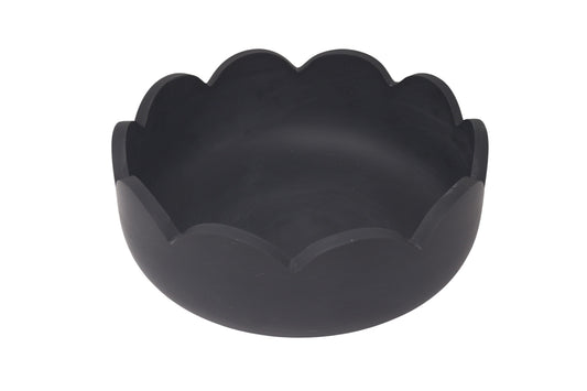 Scalloped Resin Deep Salad Bowl 10'' Black