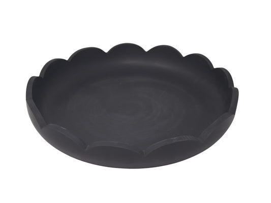 Scalloped Resin Serving Tray Large 14" Black