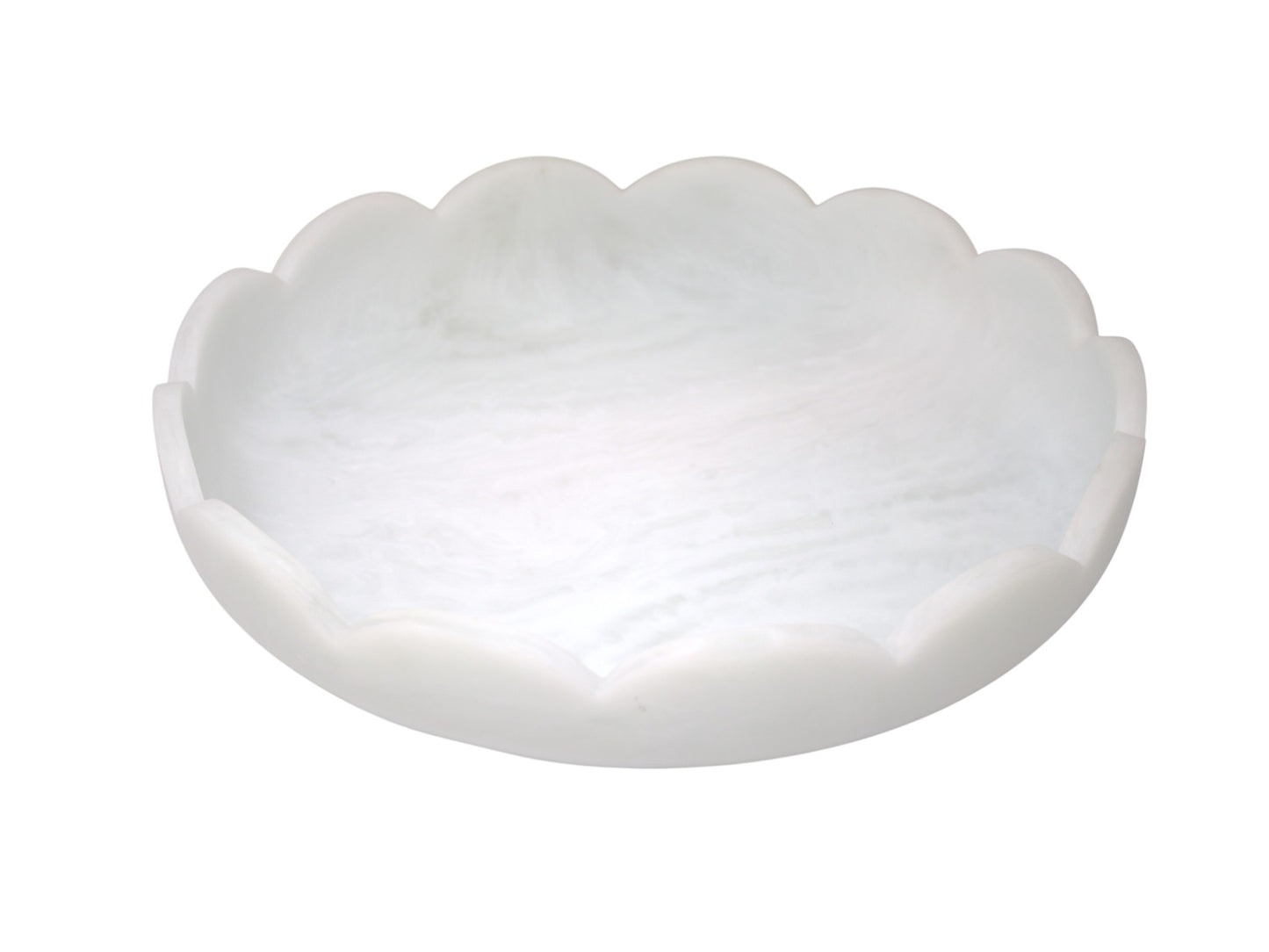 Scalloped Resin Serving Tray Large 14" Cream