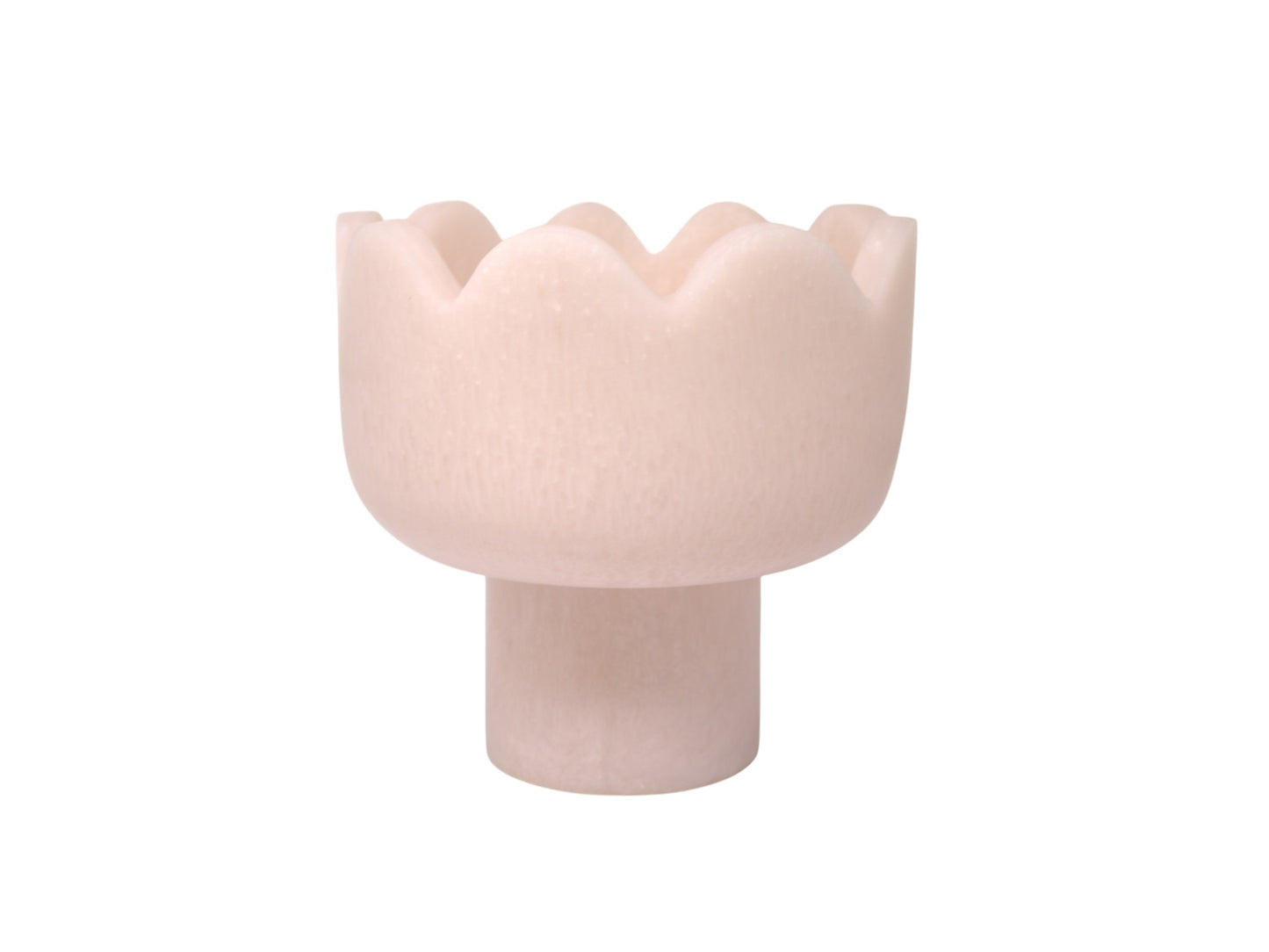 Small Scalloped Resin Pedestal Bowl in Blush