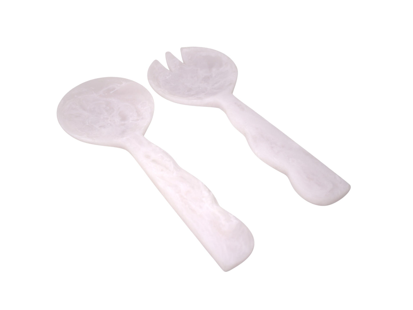 Scalloped Resin Salad Server Set of 2 Cream
