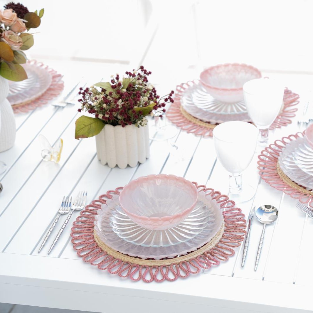 Azure Alabaster Dinnerware Pack Of 4, Clear