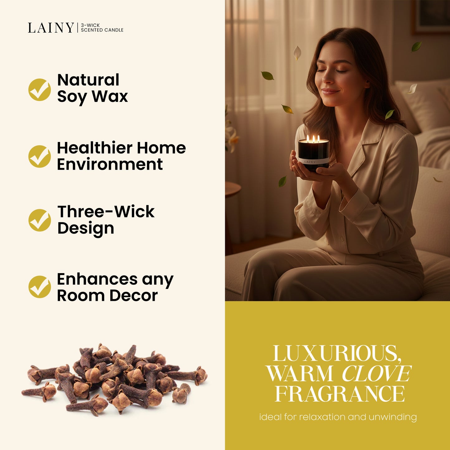 Clove Scent 3-Wick Scented Candle With Zinc Alloy Lid - 12.35 oz