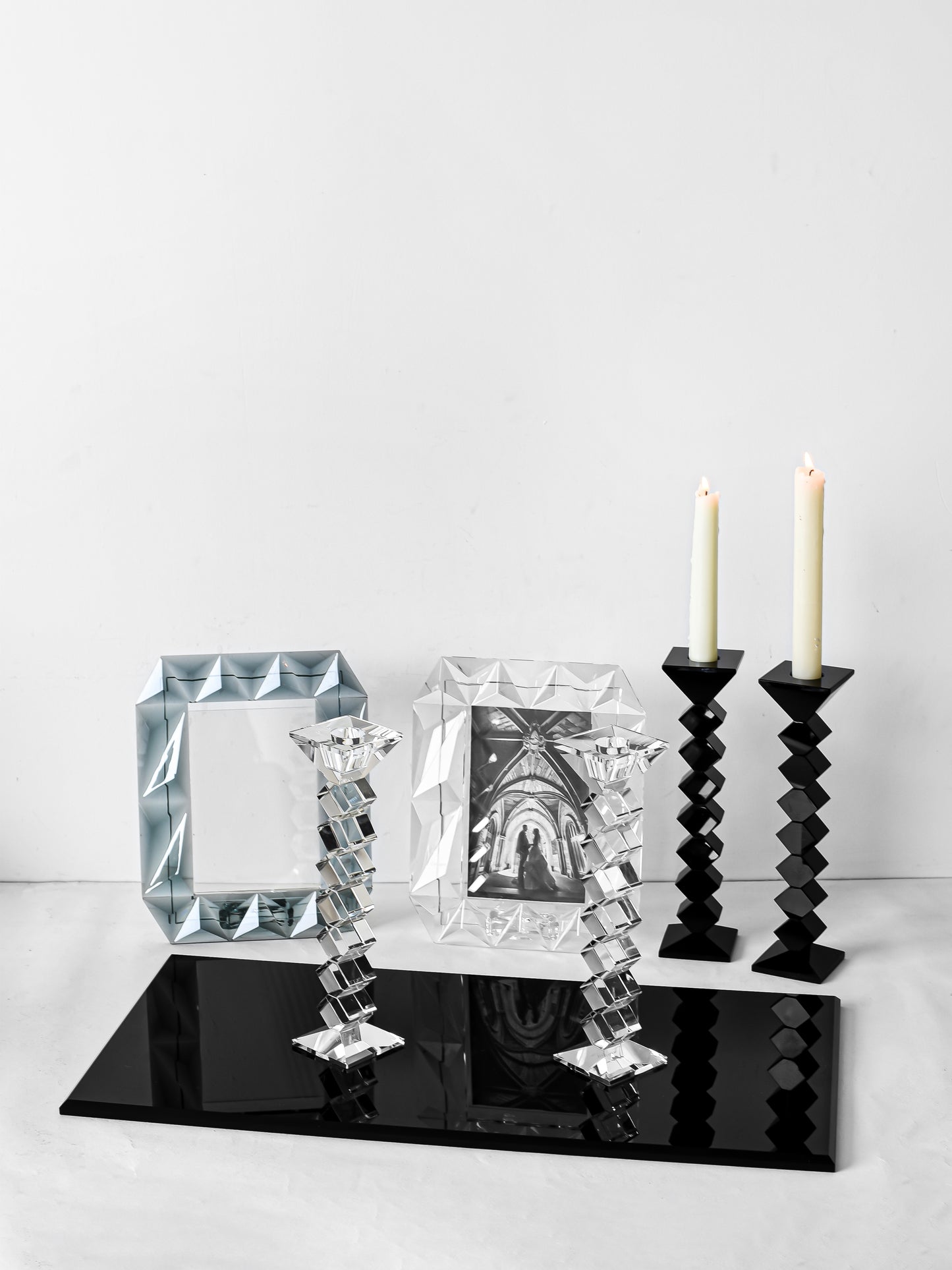 8.25" Zig Zag Crystal Candlesticks