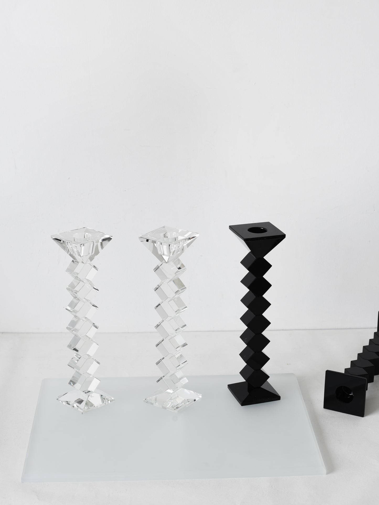 8.25" Zig Zag Crystal Candlesticks