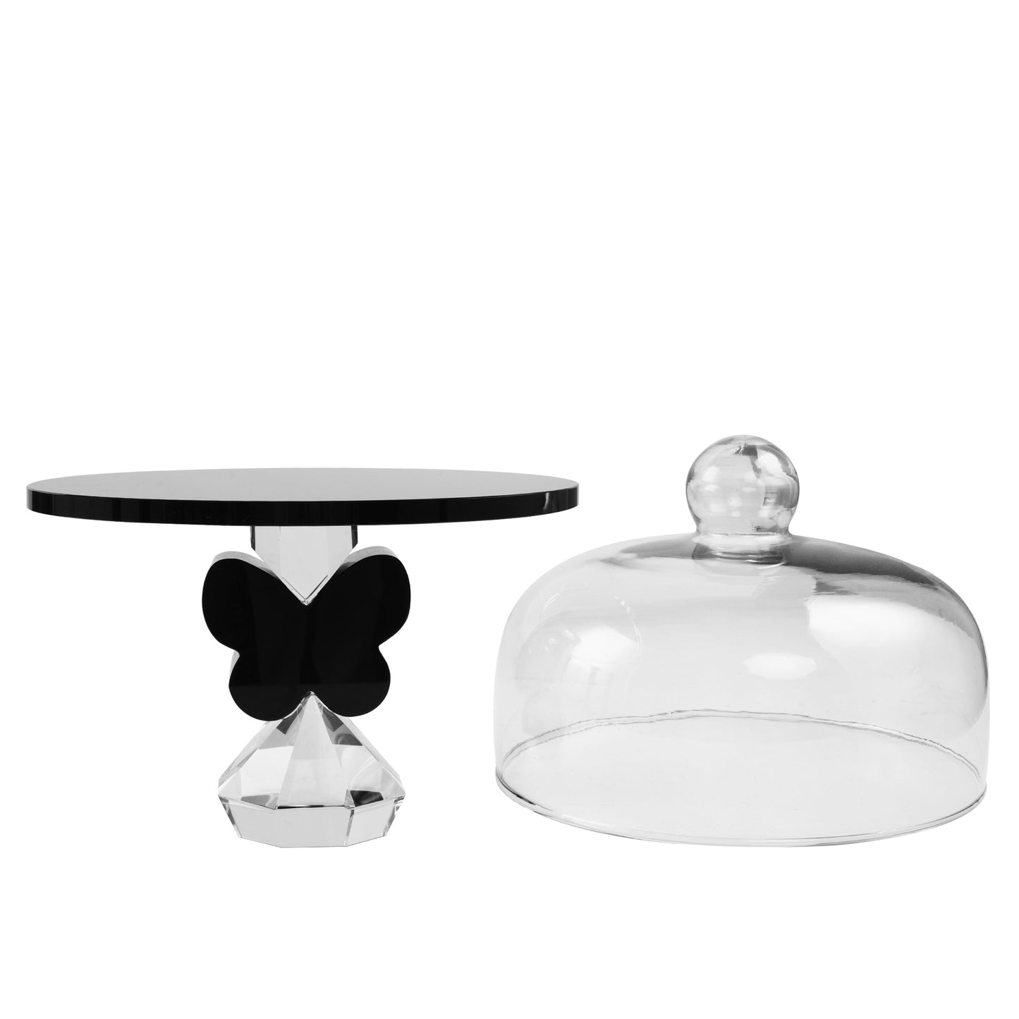 9” Butterfly Cake Plate in Black/Clear