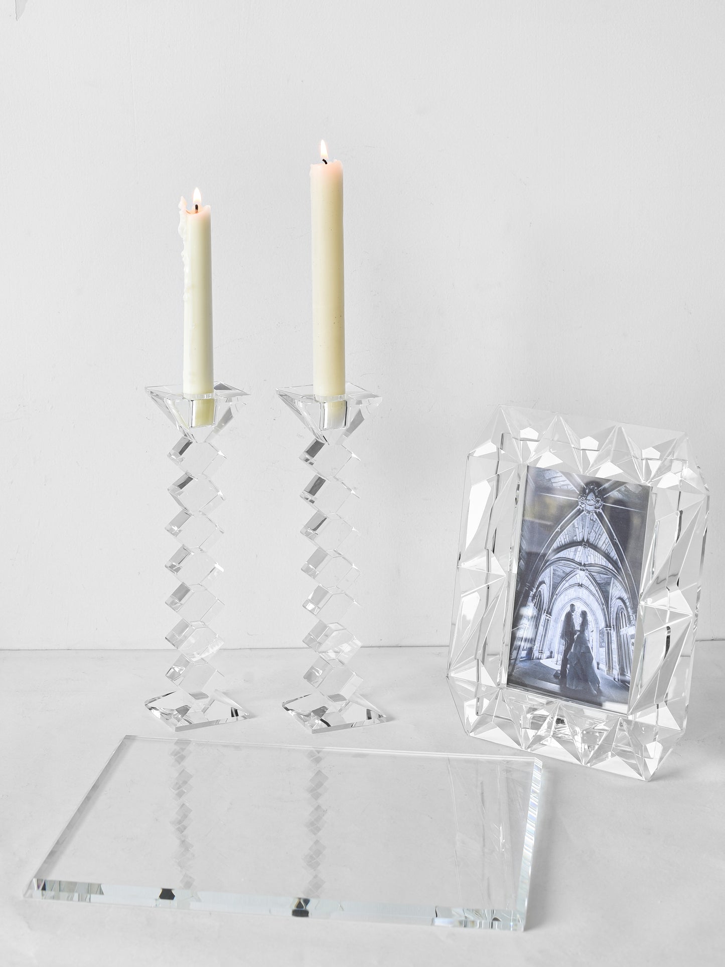 8.25" Zig Zag Crystal Candlesticks