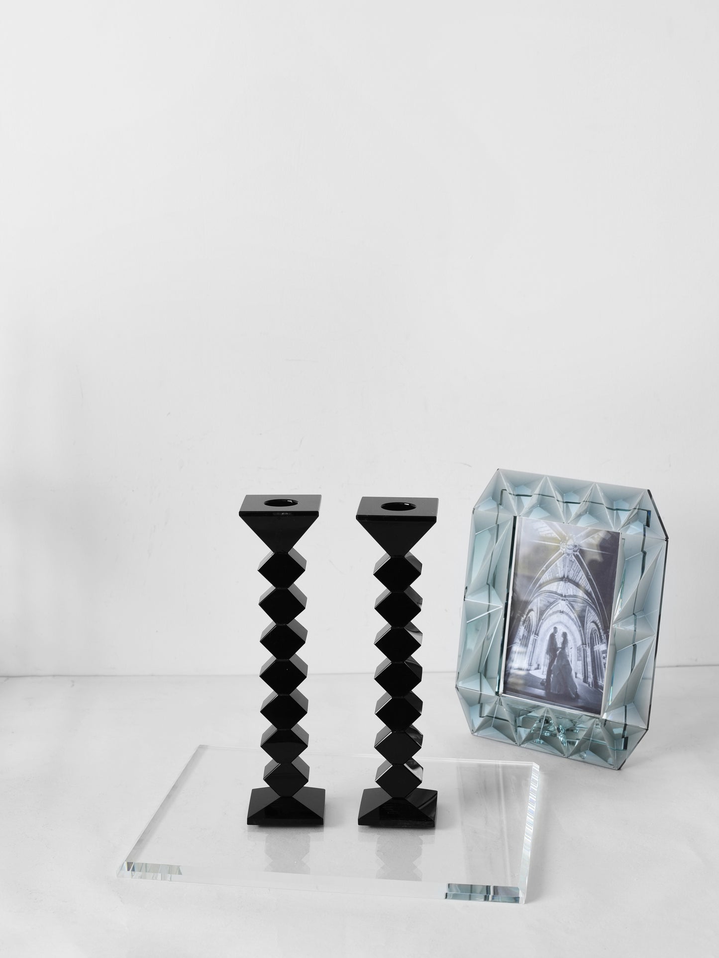 8.25" Zig Zag Crystal Candlesticks