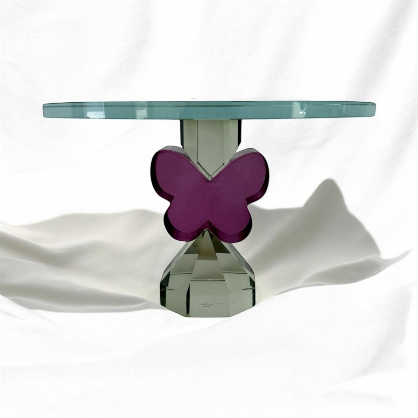 9” Butterfly Cake Plate in Plum/Green