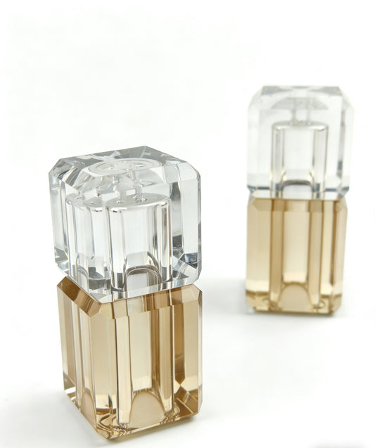 Crystal Salt & Pepper Shakers, Clear & Champagne – Set of 2