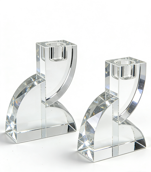 Modern 4.33" Crystal Arch Candle Holders – Set of 2