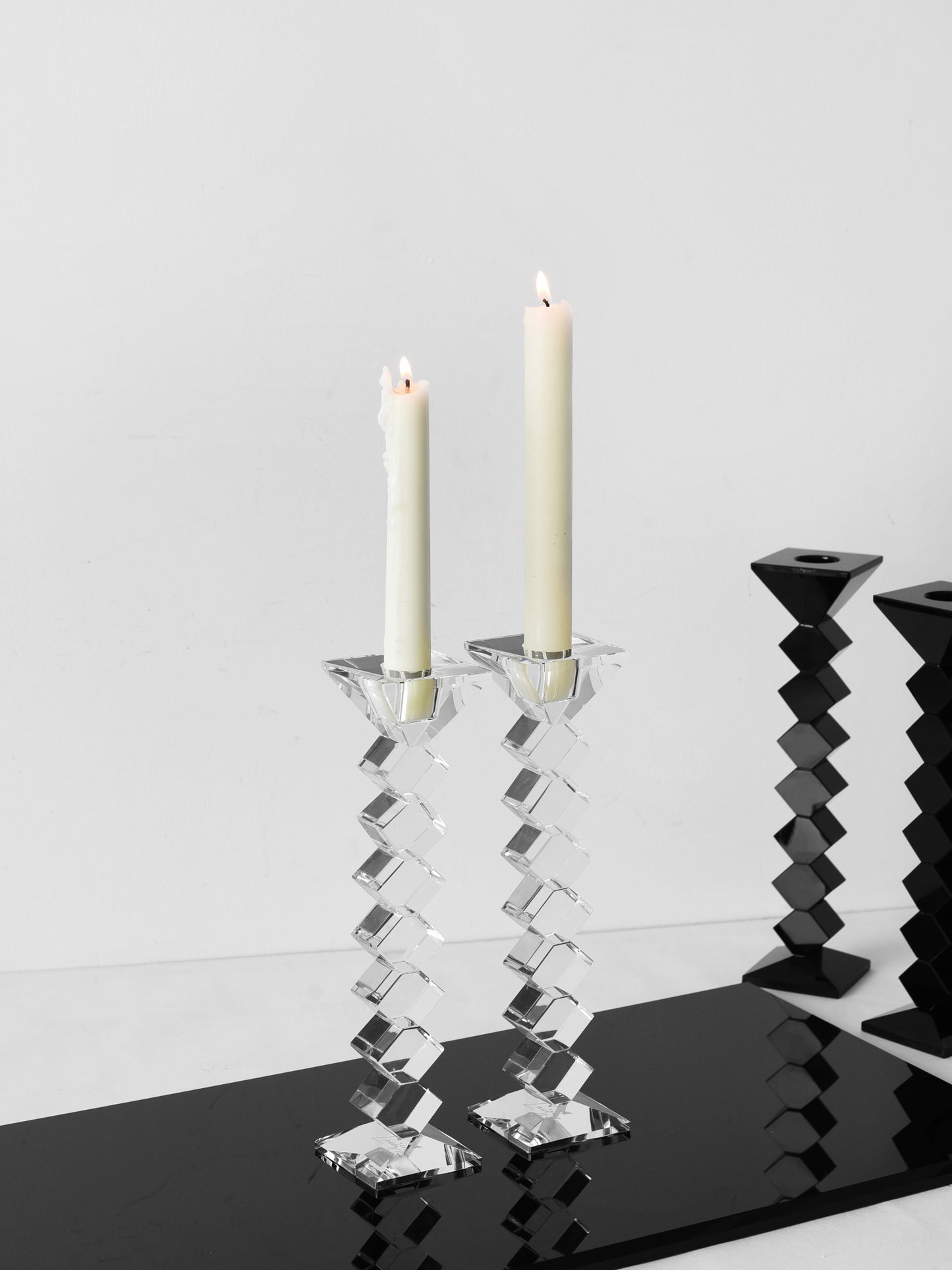 8.25" Zig Zag Crystal Candlesticks