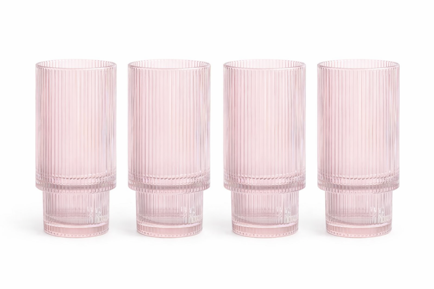Luminelle Ribbed Drinking Glasses 15 oz, Set of 4