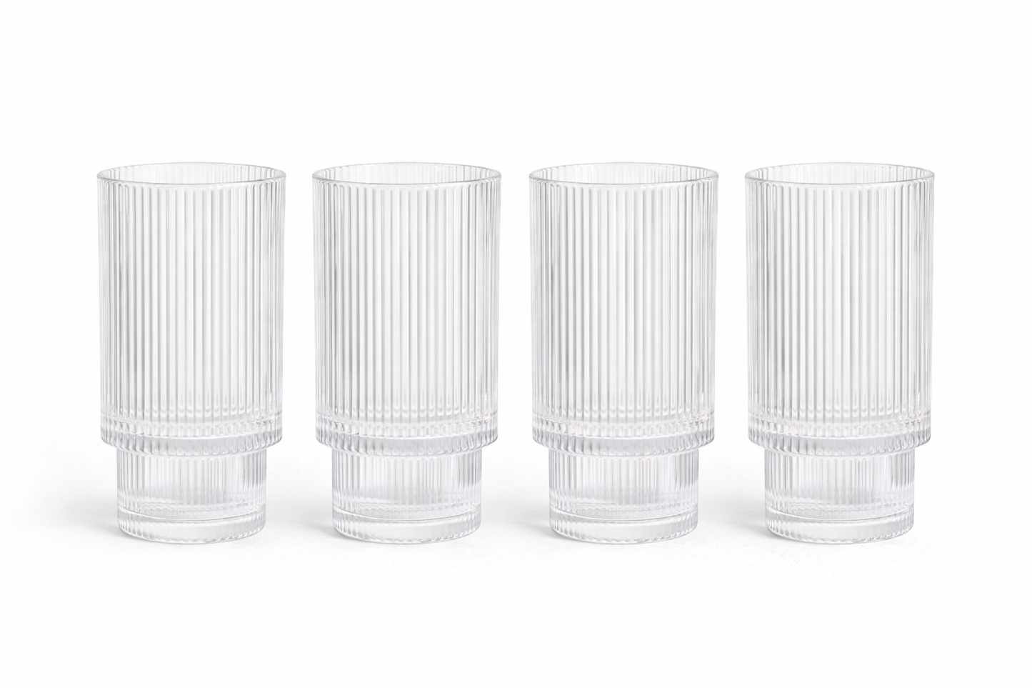 Luminelle Ribbed Drinking Glasses 15 oz, Set of 4
