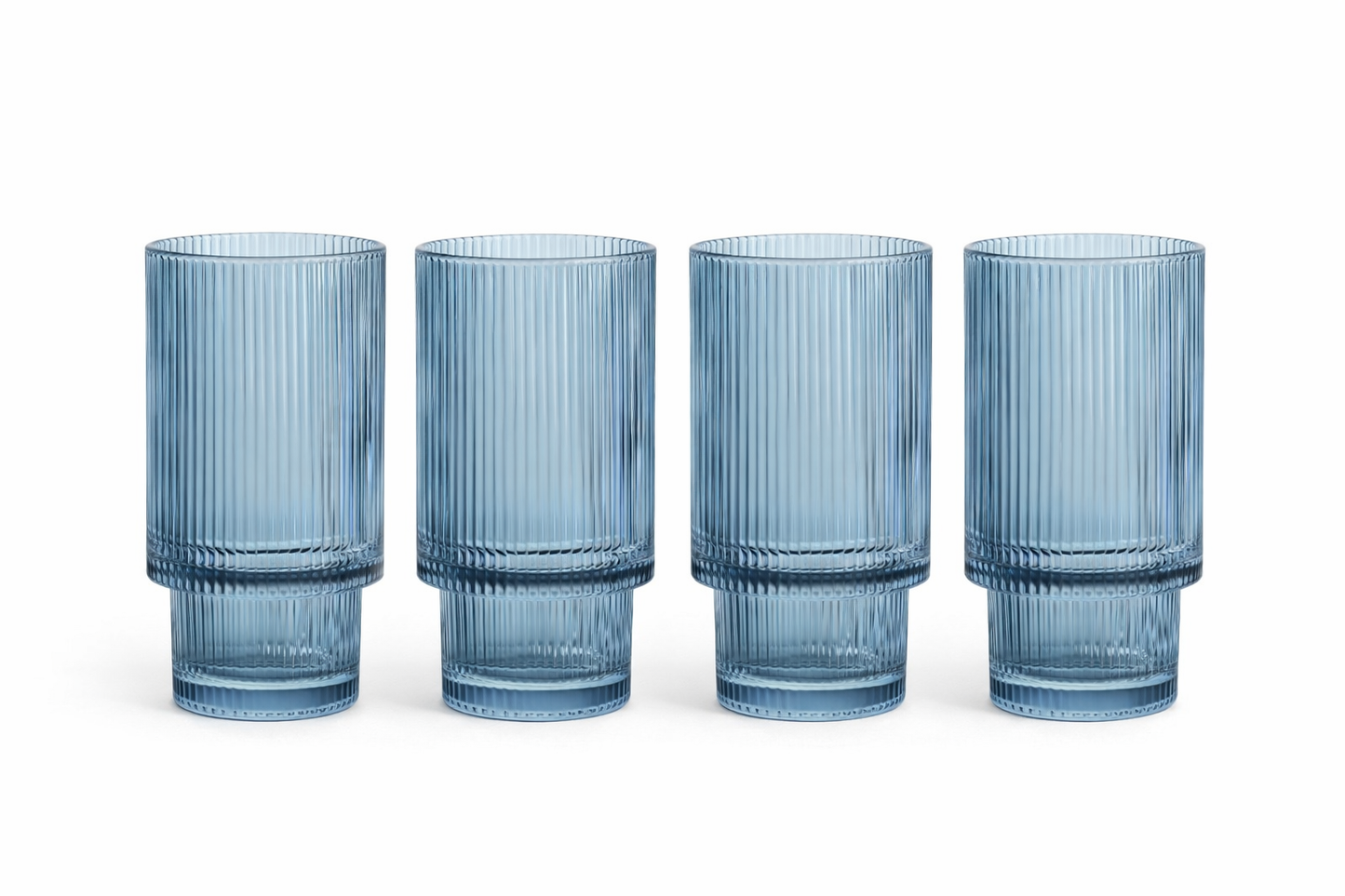 Luminelle Ribbed Drinking Glasses 15 oz, Set of 4