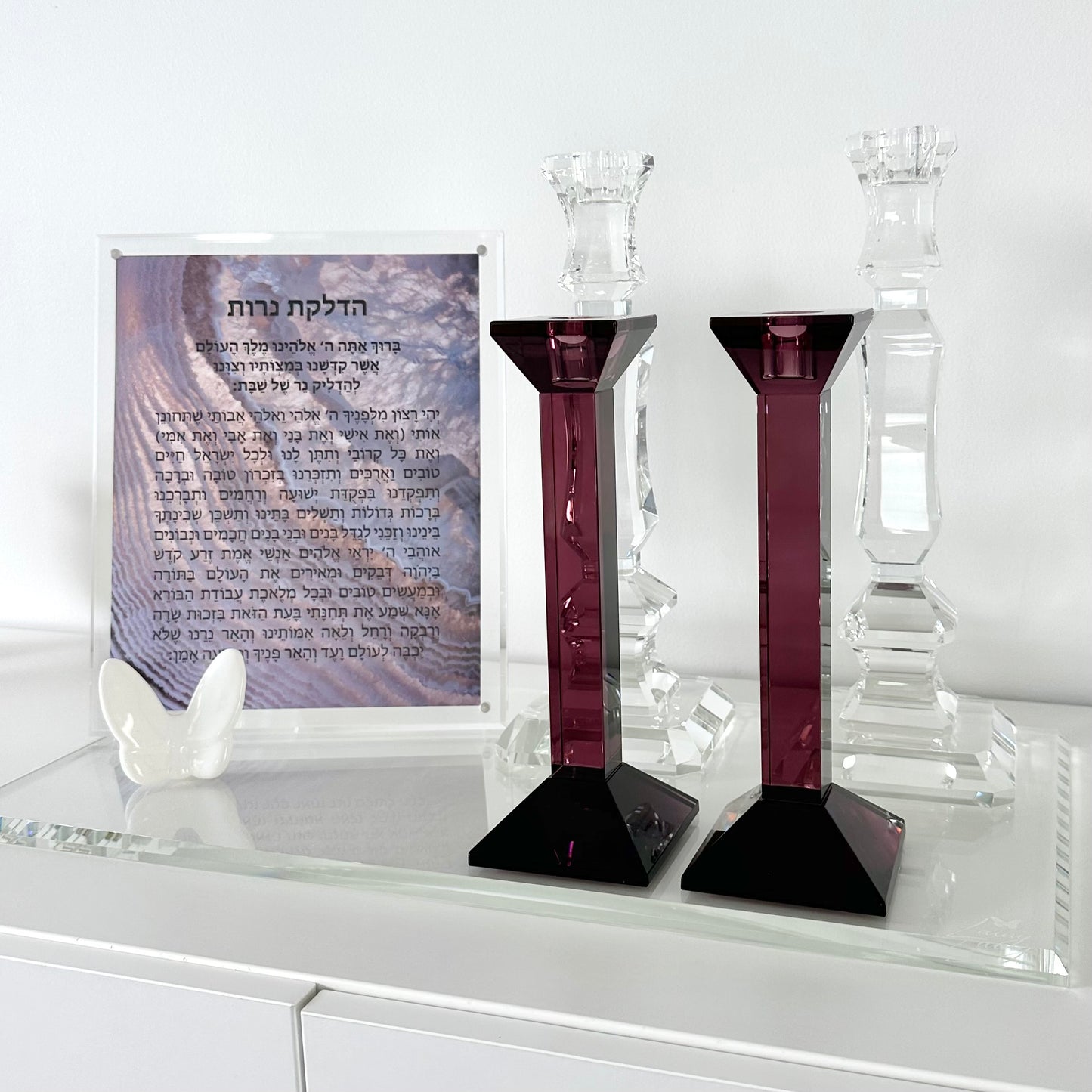 Pair of 9” Classy Crystal Candlesticks