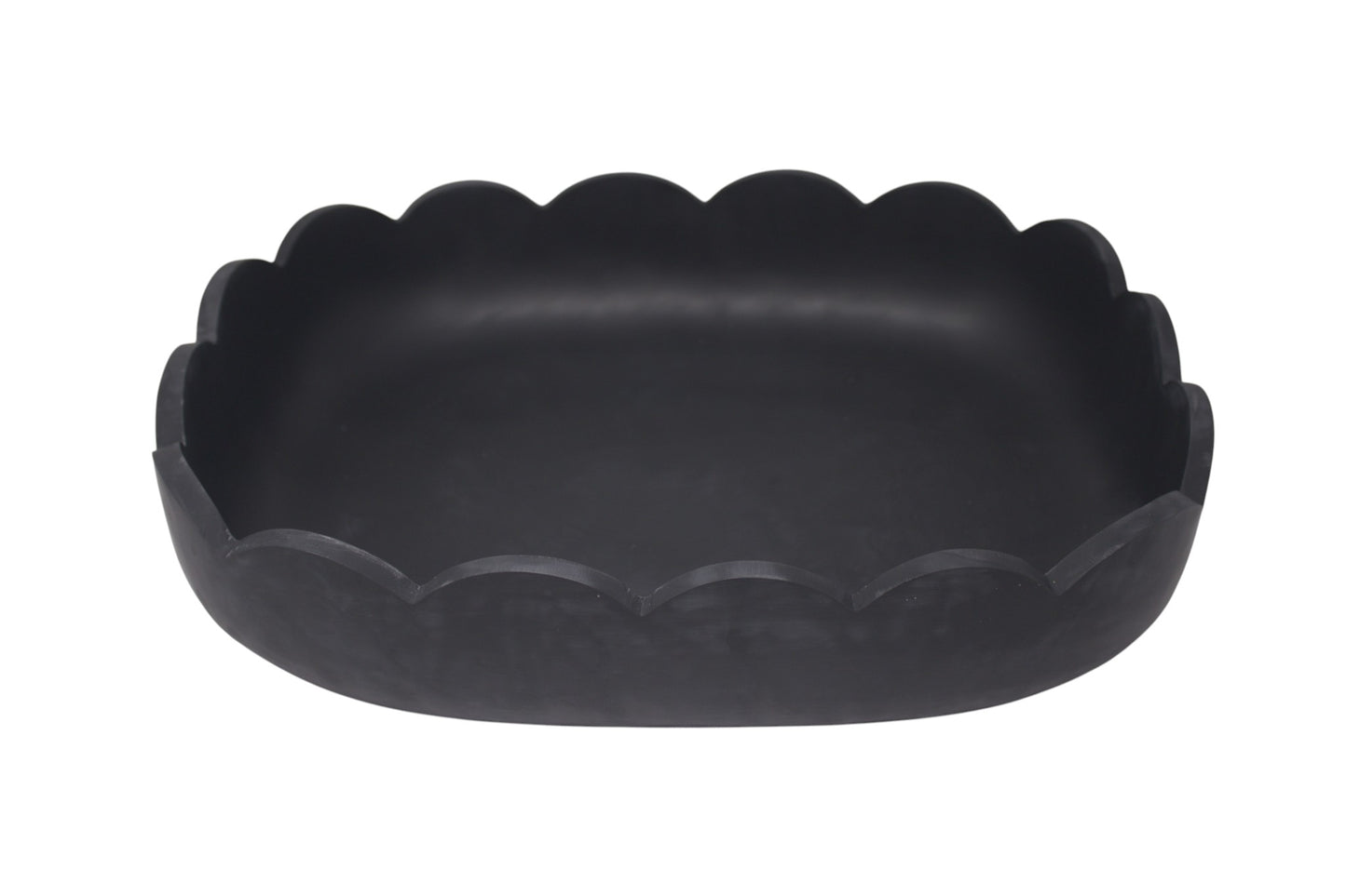 Scalloped Resin Oval Platter 16'' Black