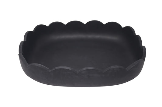 Scalloped Resin Oval Platter 16'' Black