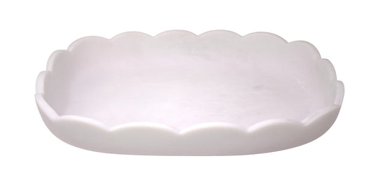 Scalloped Resin Oval Platter 16'' Cream