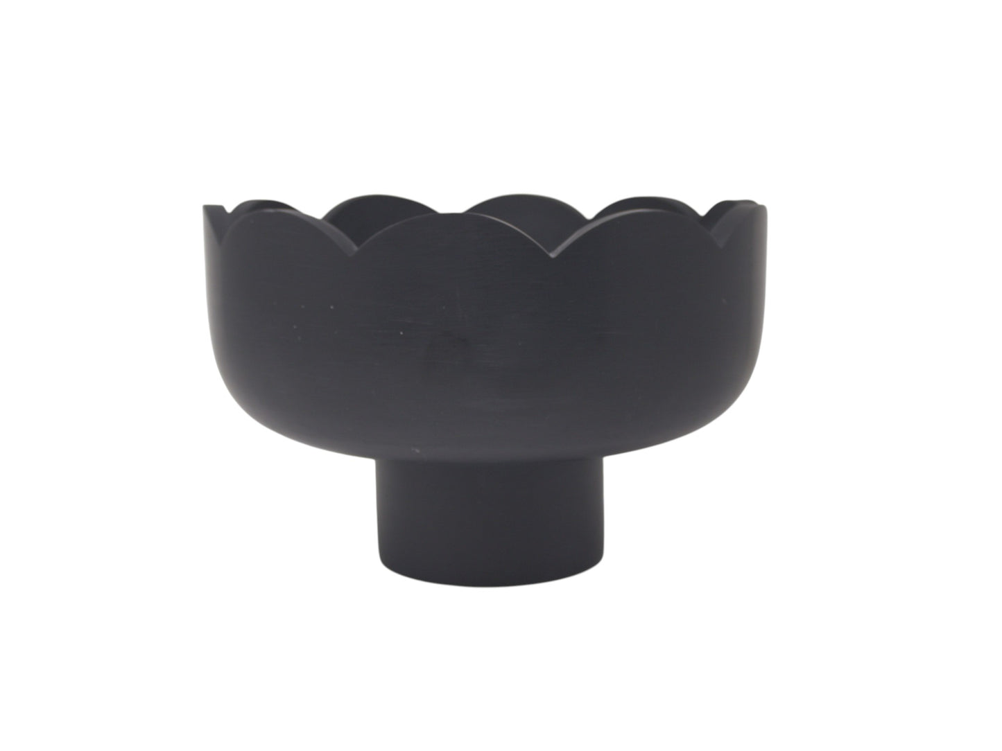 Medium Scalloped Resin Pedestal Bowl in Black