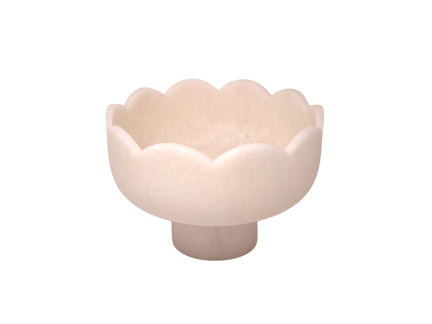 Medium Scalloped Resin Pedestal Bowl in Blush