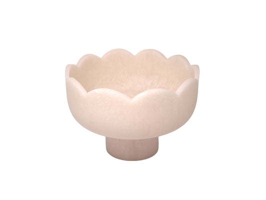 Medium Scalloped Resin Pedestal Bowl in Blush