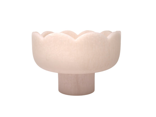 Medium Scalloped Resin Pedestal Bowl in Blush