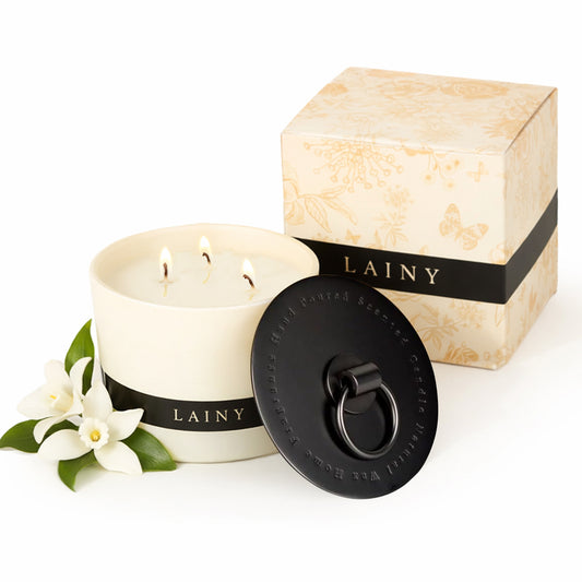 Vanilla Amber Scent 3-Wick Scented Candle With Zinc Alloy Lid - 12.35 oz