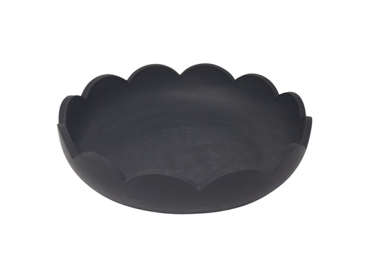 Scalloped Resin Serving Medium Tray 12" Black