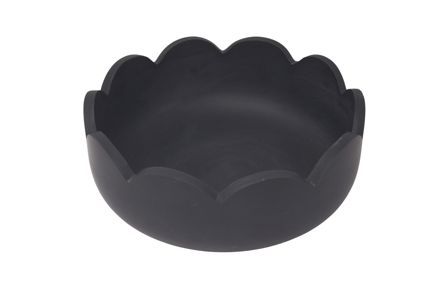 Scalloped Resin Deep Salad Bowl 10''  Black