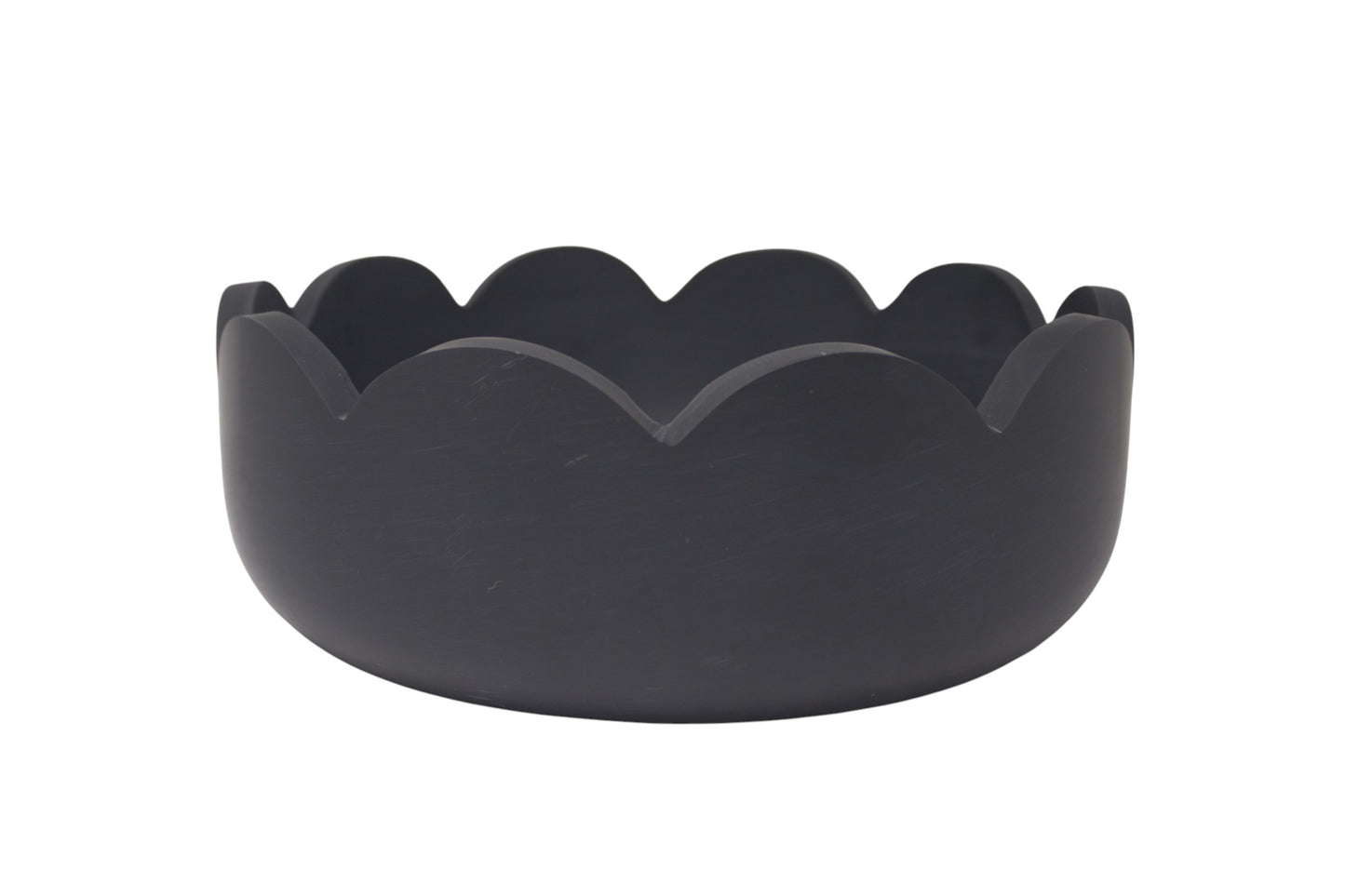 Scalloped Resin Deep Salad Bowl 10''  Black