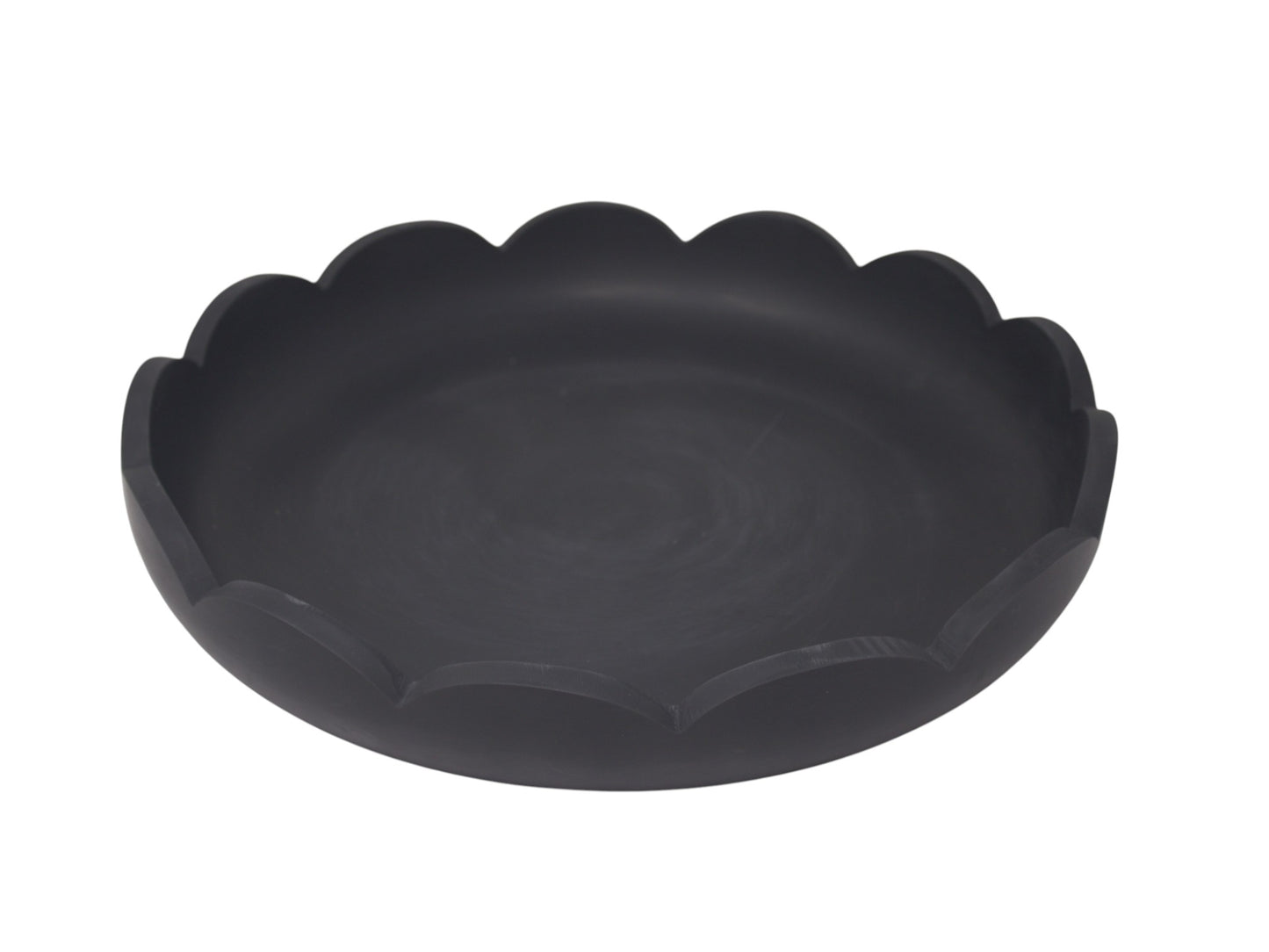Scalloped Resin Serving Tray Large 14" Black