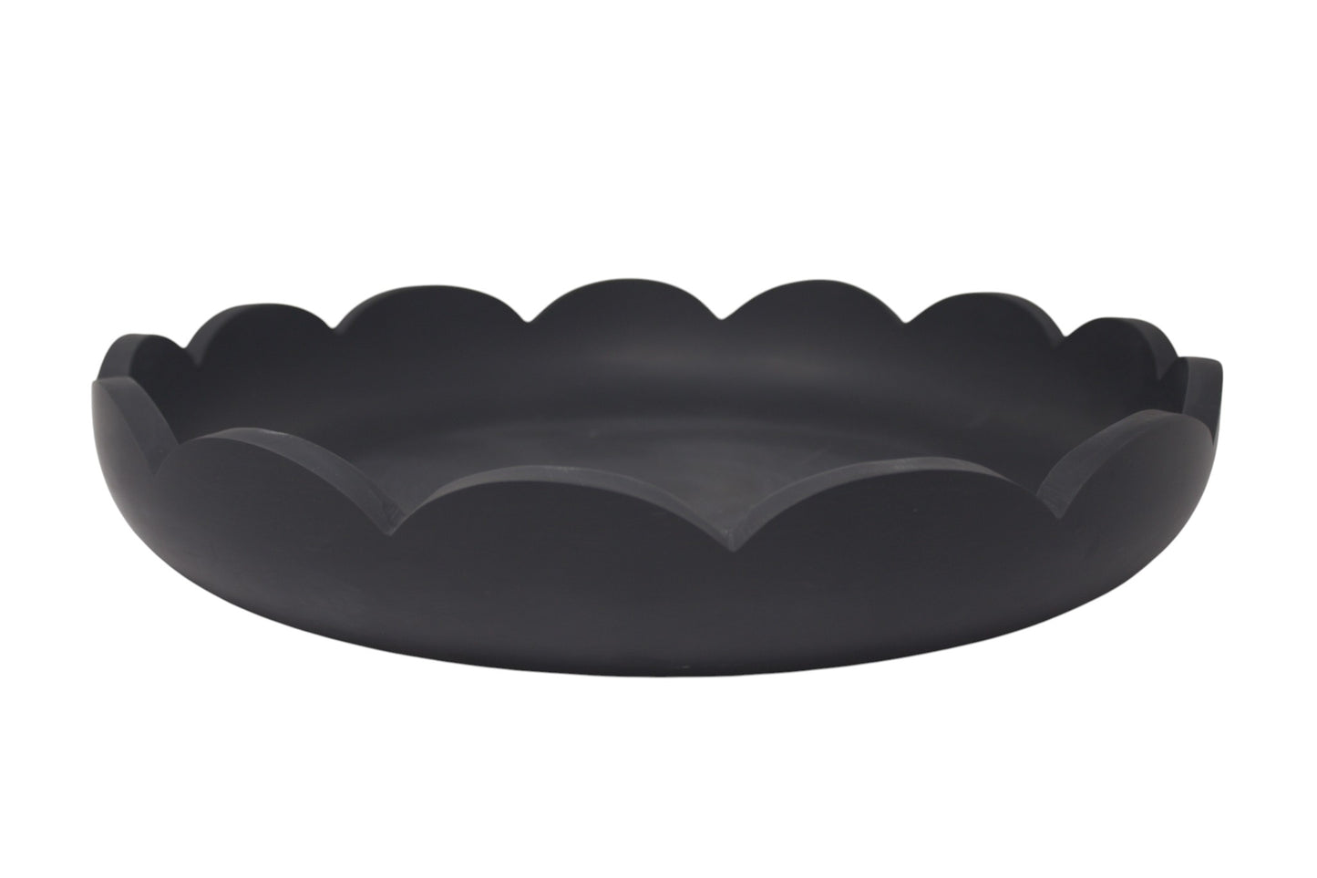 Scalloped Resin Serving Tray Large 14" Black