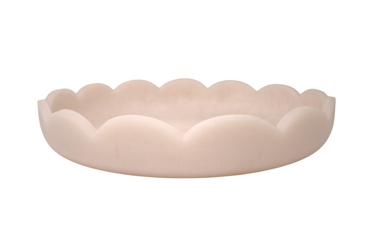 Scalloped Resin Serving Tray Large 14"  Blush