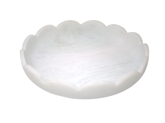 Scalloped Resin Serving Tray Large 14" Cream