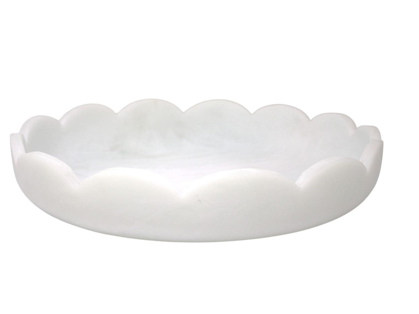 Scalloped Resin Serving Tray Large 14" Cream