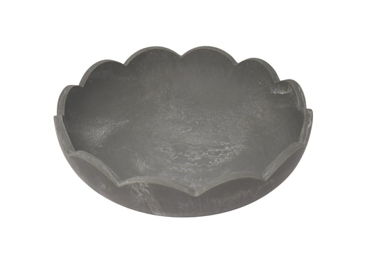 Scalloped Resin Serving Medium Tray 12" Stone