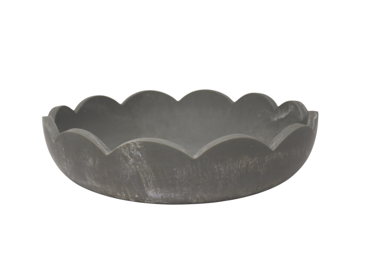 Scalloped Resin Serving Medium Tray 12" Stone