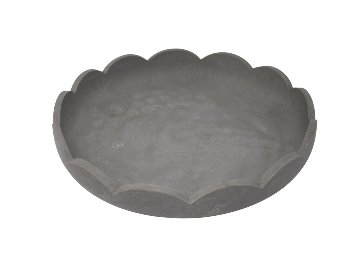Scalloped Resin Serving Tray Large 14" Stone