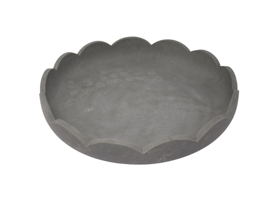 Scalloped Resin Serving Tray Large 14" Stone