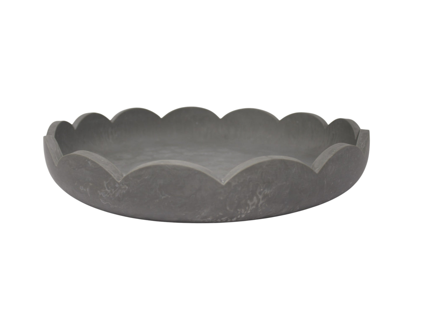 Scalloped Resin Serving Tray Large 14" Stone