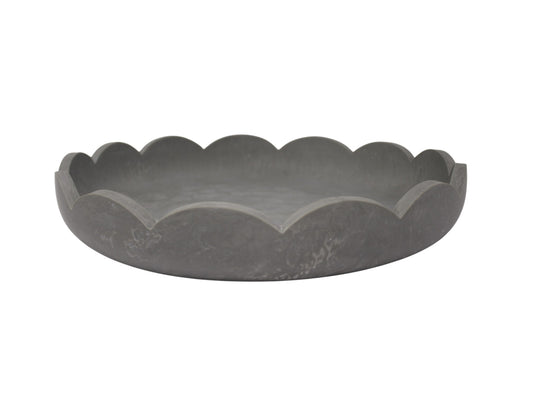 Scalloped Resin Serving Tray Large 14" Stone