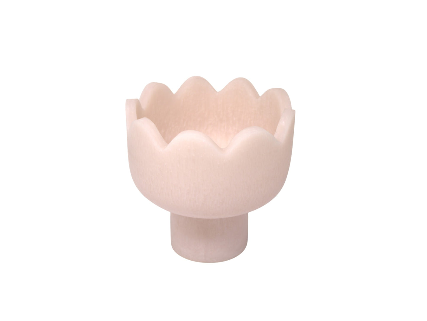 Small Scalloped Resin Pedestal Bowl in Blush