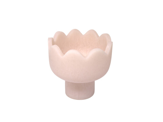 Small Scalloped Resin Pedestal Bowl in Blush