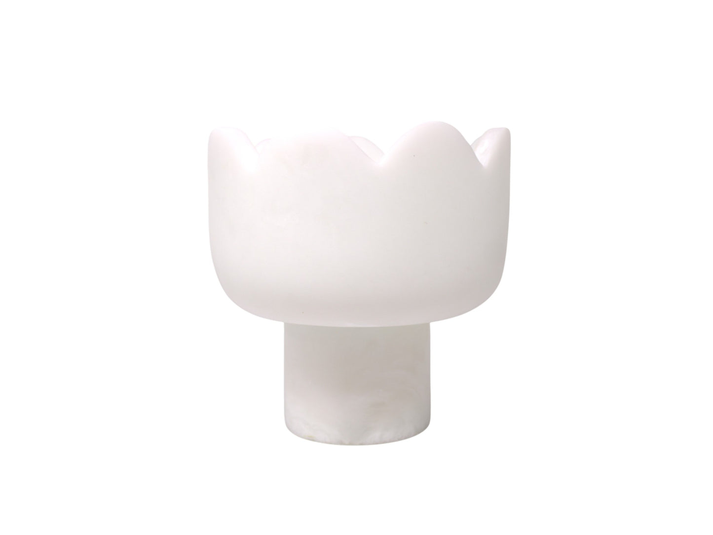 Small Scalloped Resin Pedestal Bowl in Cream