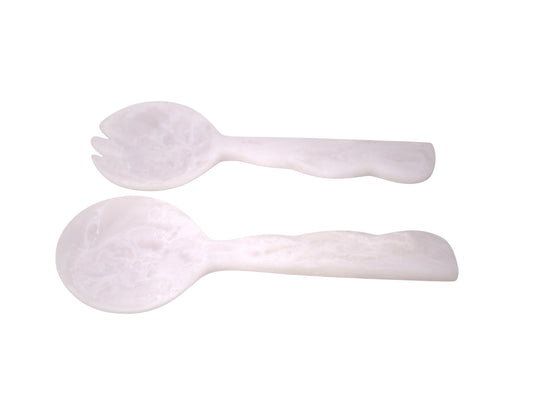 Scalloped Resin Salad Server Set of 2 Cream
